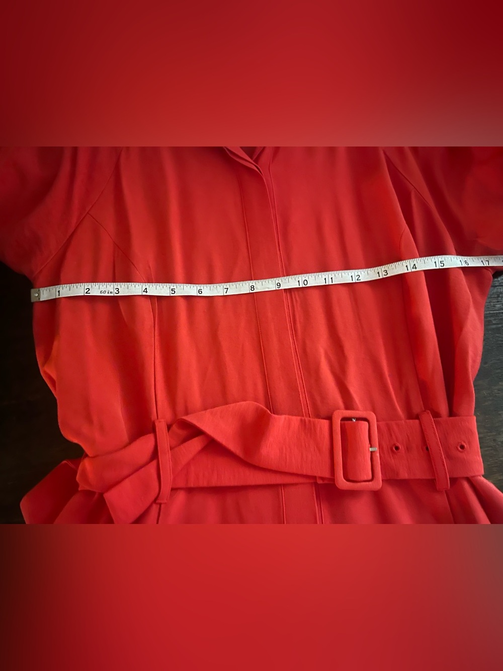 LOFT Classic Red Belted Tailored Shirt Dress Size 12 - Picture 15 of 15